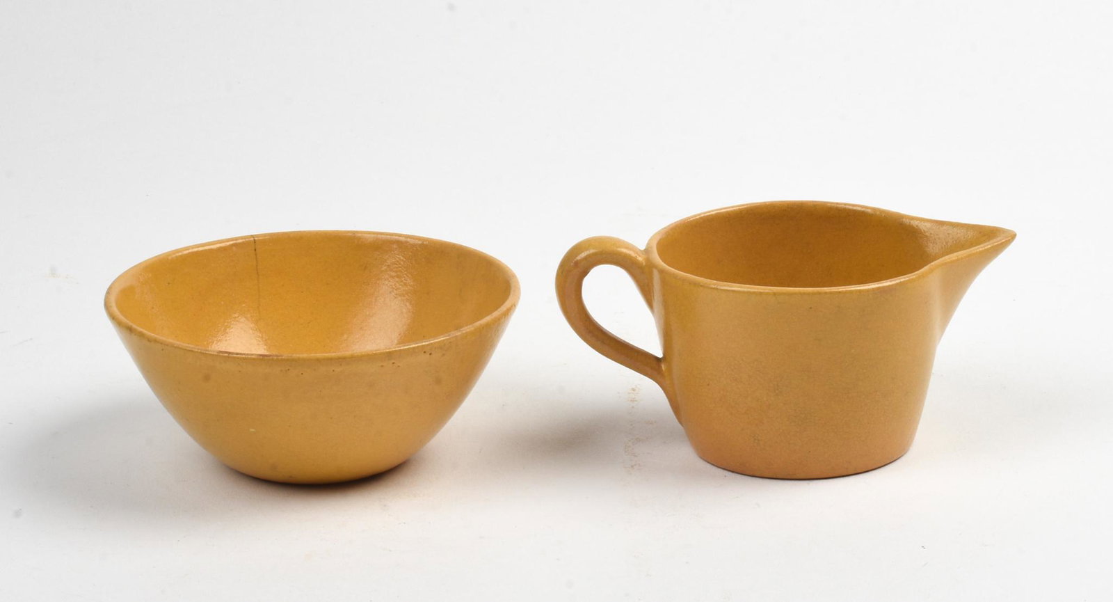 Saturday Evening Girl Sugar Bowl and Creamer.: Diameter of bowl 3.5 inches, height of creamer 2 inches.