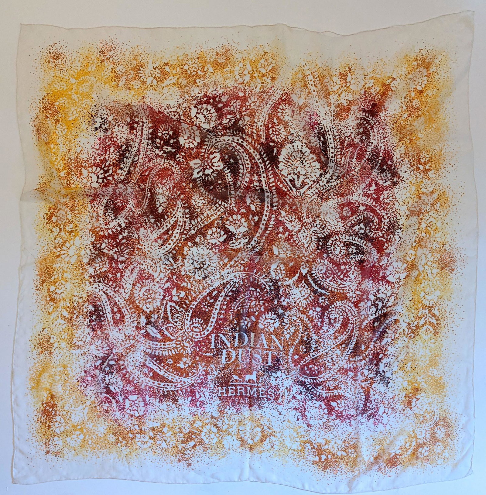 Hermes Silk 'Indian Dust' Scarf.: 55x55 inches, excellent condition.