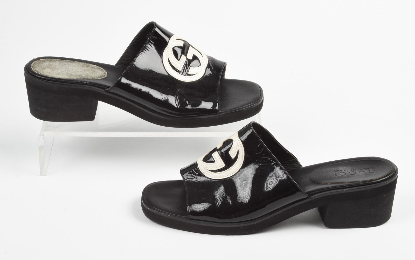 Vintage Gucci Slip on Patent Leather Sandals. (1 of 5)