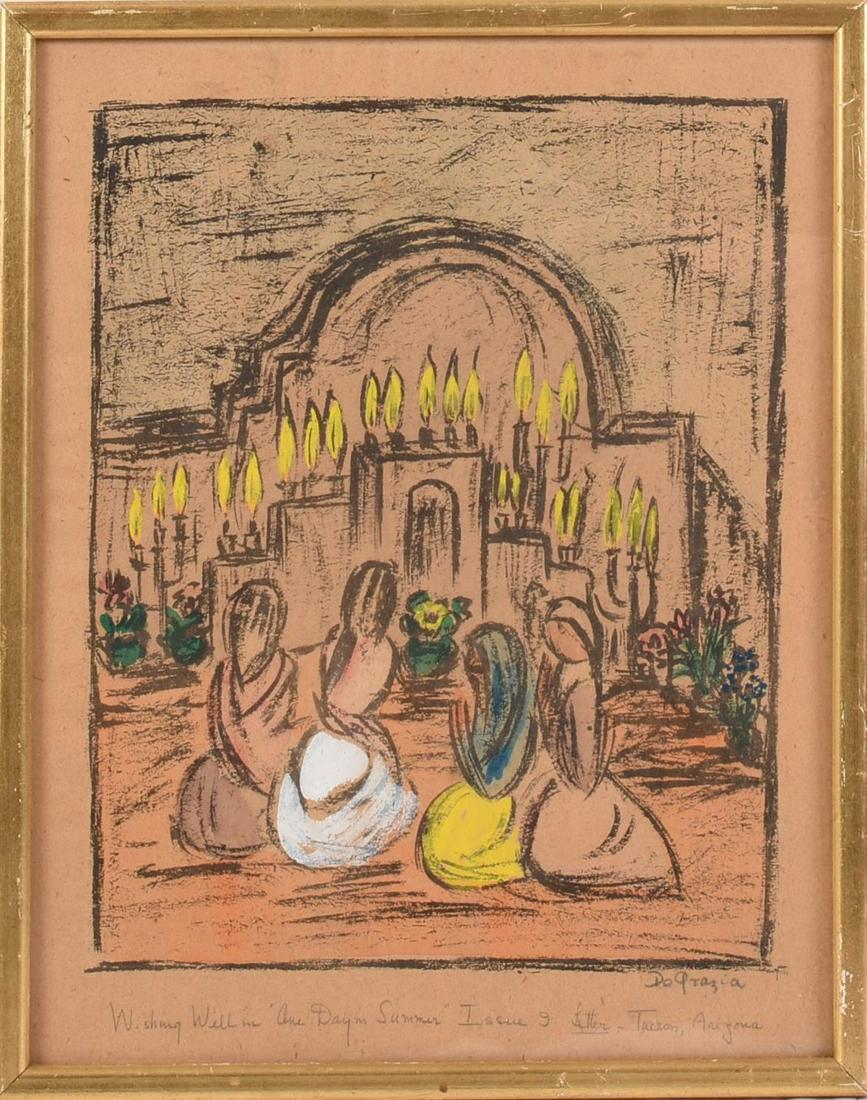Ted DeGrazia. Wishing Well in "One Day in Summer.": Pastel on paper, 15.5 x 12 inches. Pencil signed and titled.