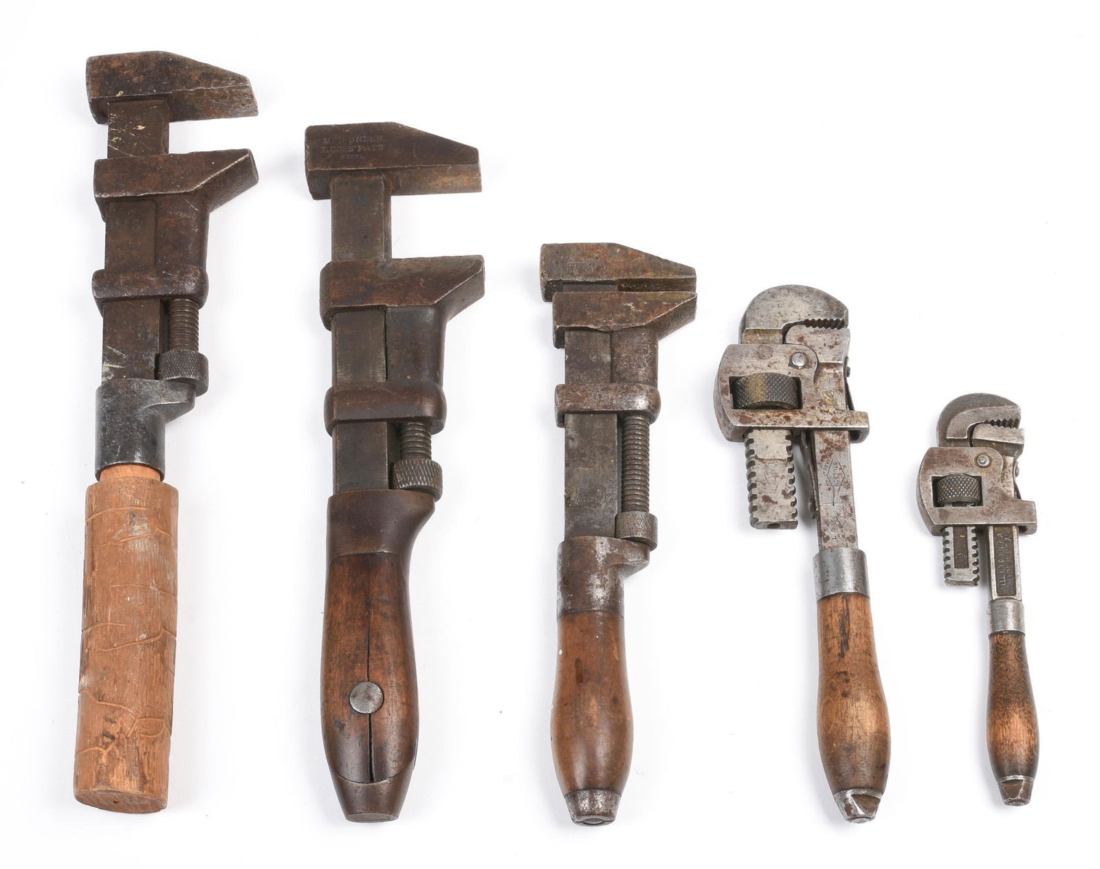 Five Antique Monkey Wrenches. (1 of 4)