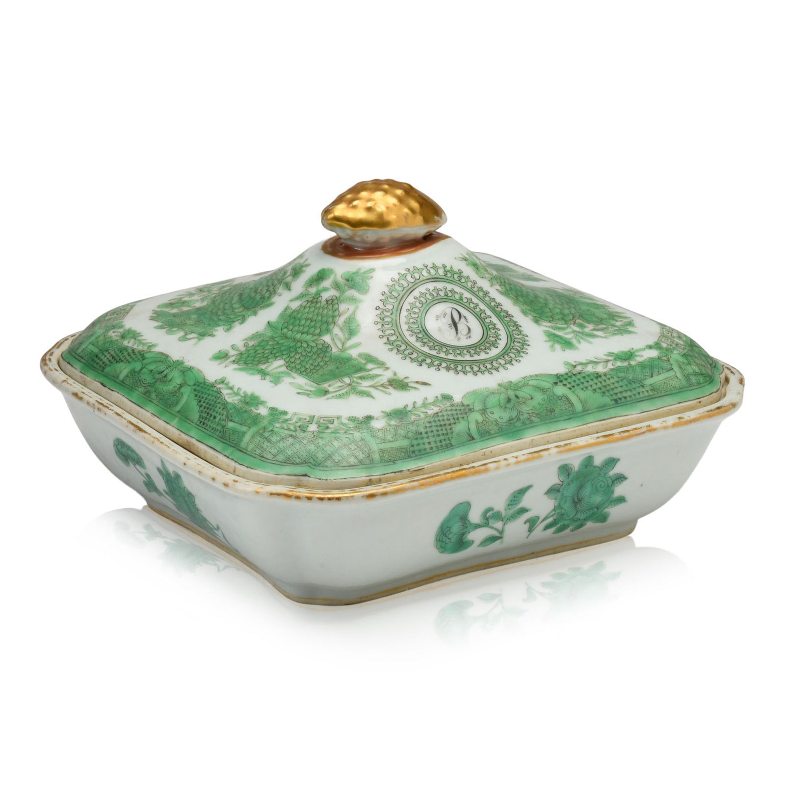 Chinese Export Porcelain Green Fitzhugh Vegetable Dish (1 of 4)