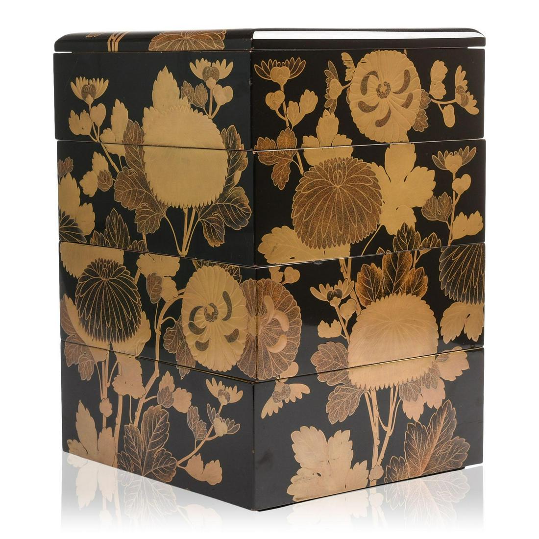 A Japanese Black and Gold Lacquer Jubako (1 of 7)