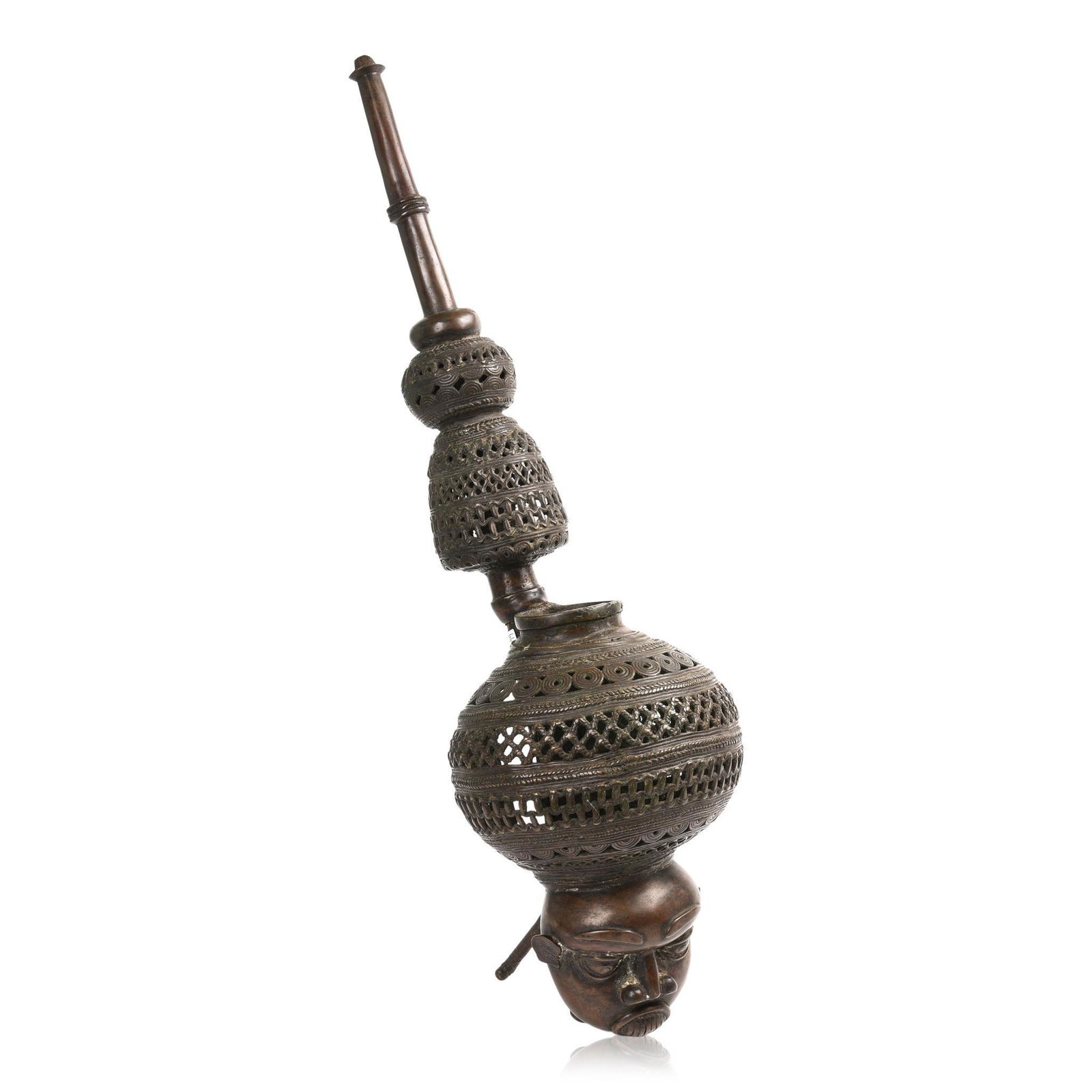 Large African Benin Bronze Pipe (1 of 6)