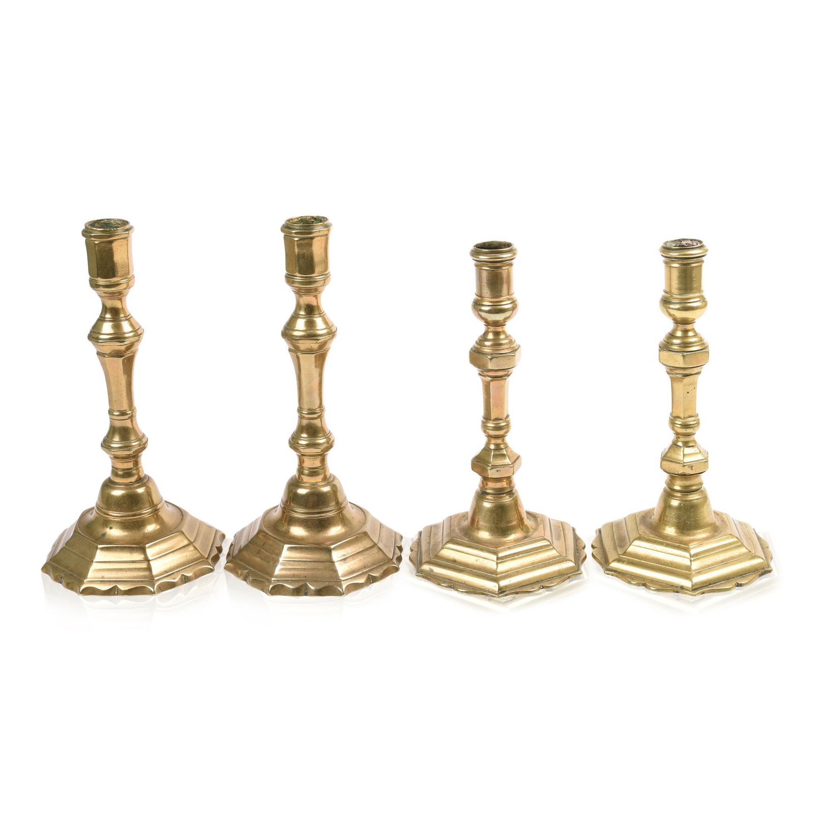 Two Pairs of 19th Century French Brass Candlesticks. (1 of 5)
