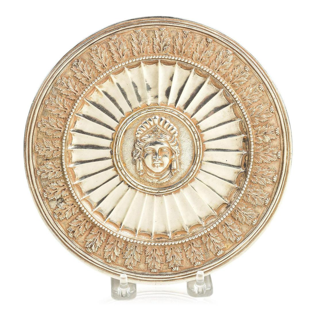 French Hand Tooled Silver Plate Card  Tray (1 of 2)