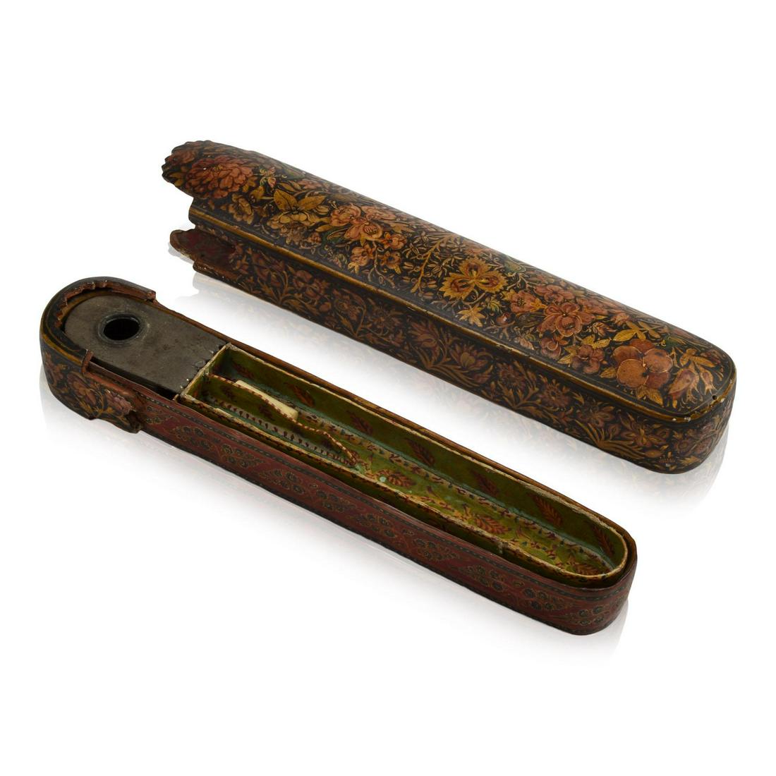 Qajar Persian Lacquer Pen Case with Insert (1 of 4)