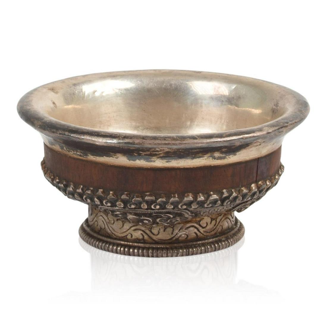 Tibetan Silver Over Wood Bowl (1 of 5)