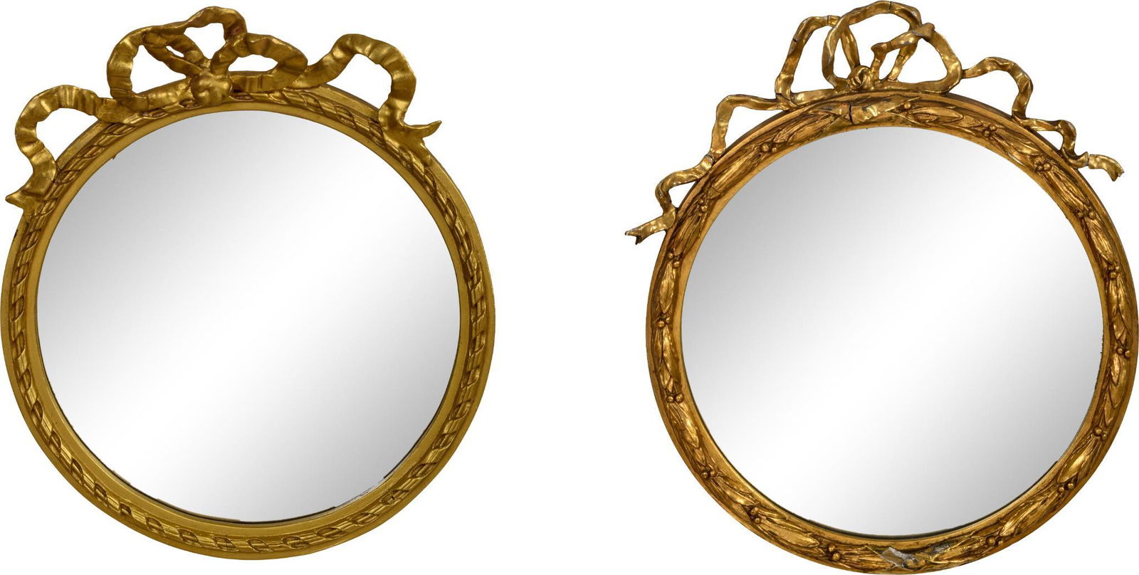 Pair of Small Round Giltwood Mirrors. (1 of 4)