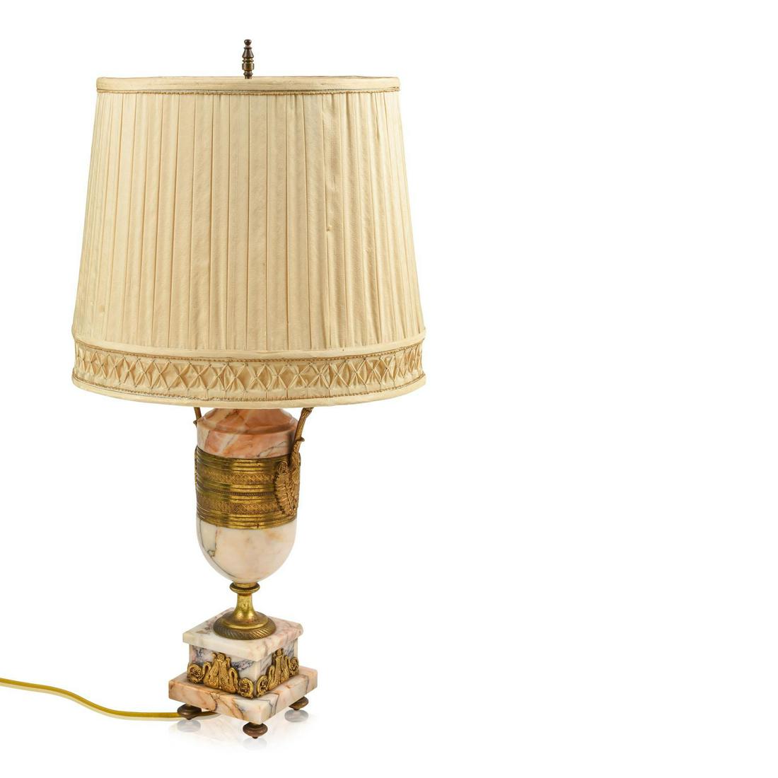 Austrian Pink Marble and Gilt Bronze Ormolu Table Lamp (1 of 2)
