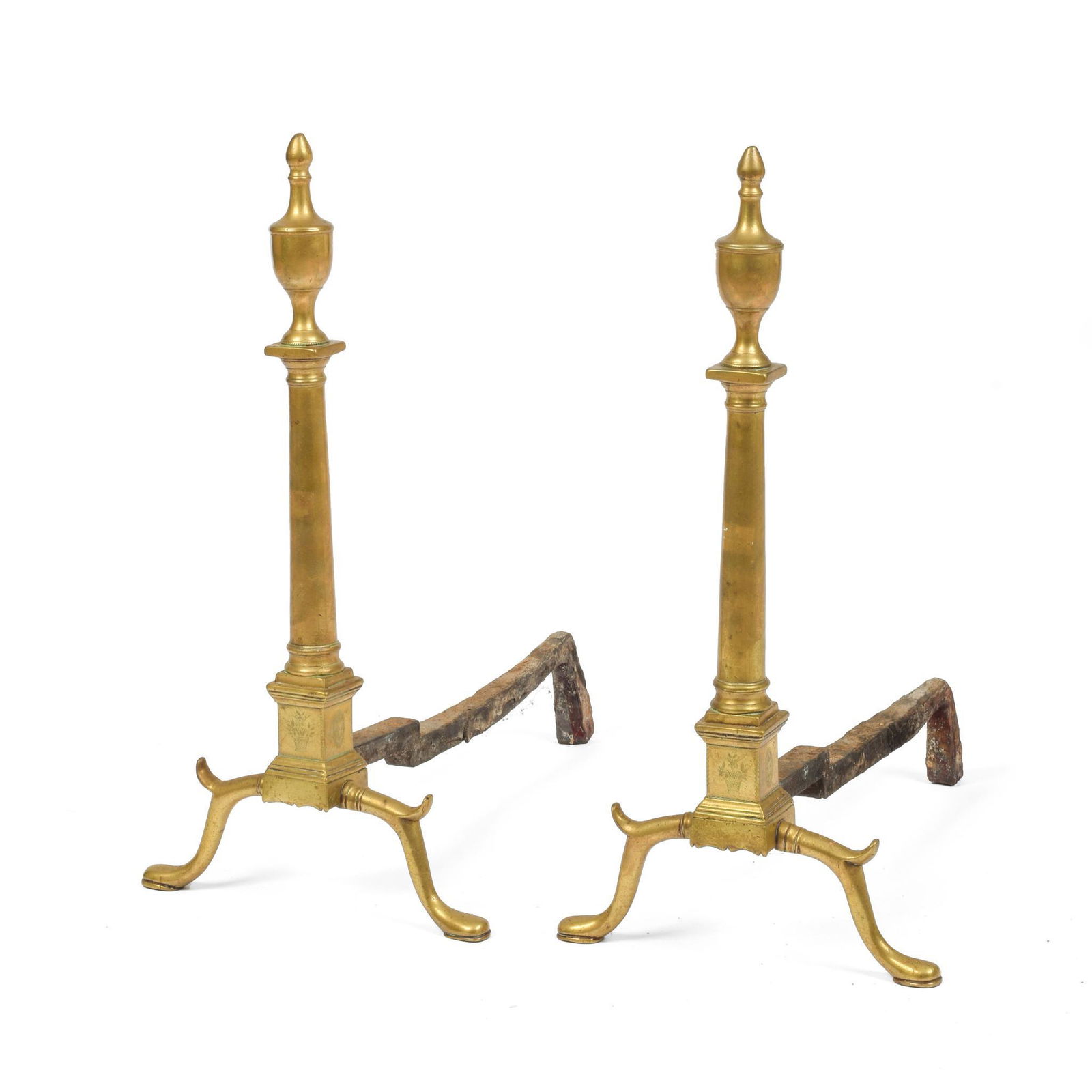 Pair Of American Classical Engraved Brass Urn-top (1 of 3)