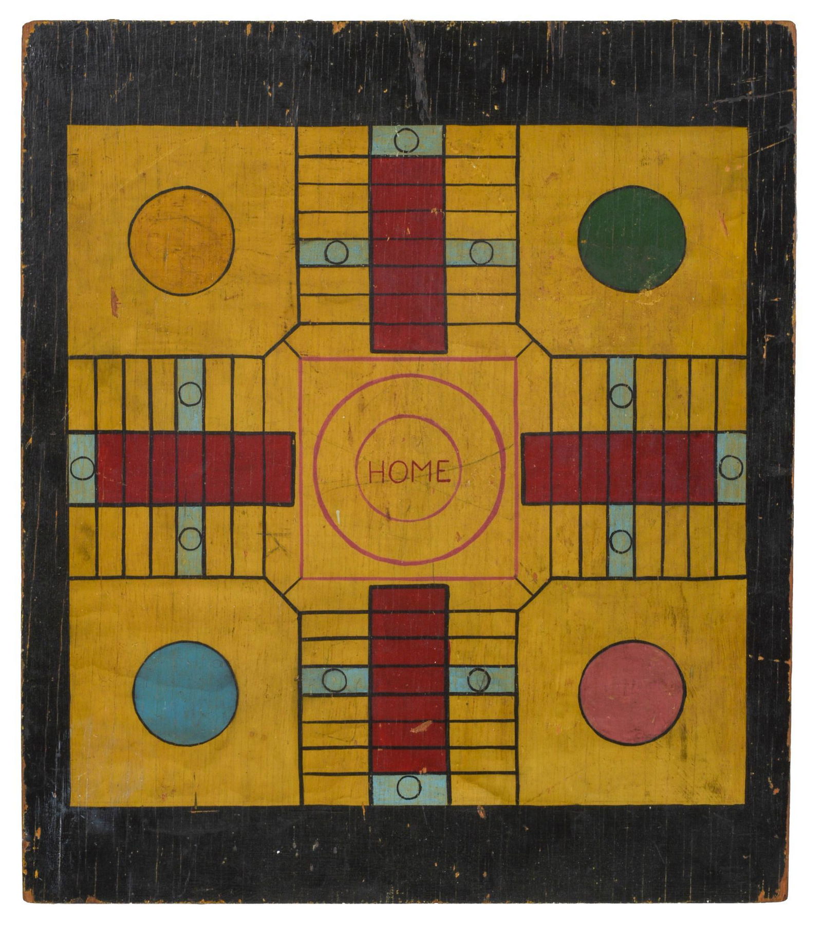 Painted Parcheesi / Checkers Board, c. 1920. (1 of 2)