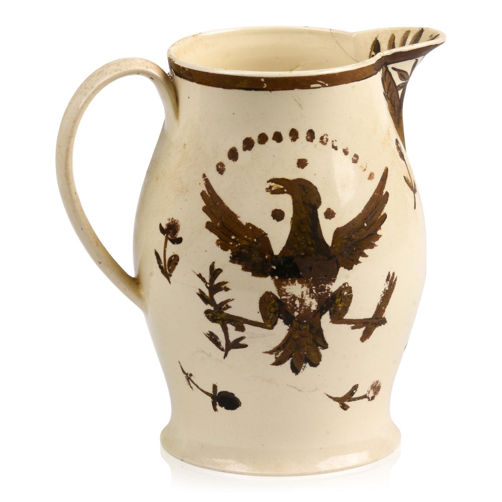English Creamware Gilt-Decorated Jug for the American (1 of 6)