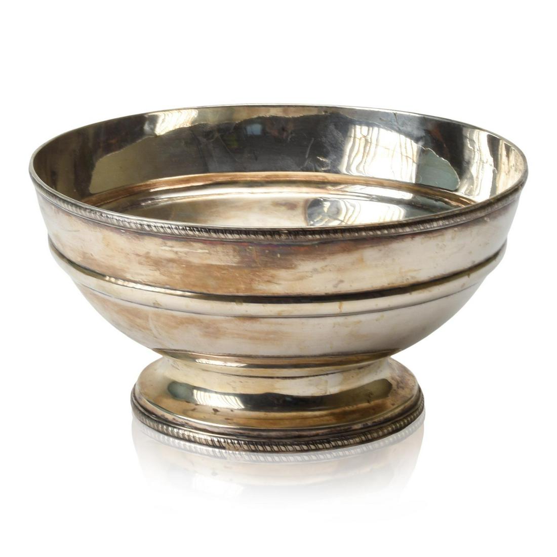 American Silver Bowl, New York, Circa 1810: American Silver Bowl, New York, Circa 1810, surrounded by a molded mid-band, the rim and foot each applied with a gadrooned border, engraved on one side with the initials and date AB to SBJ 1847&rdquo