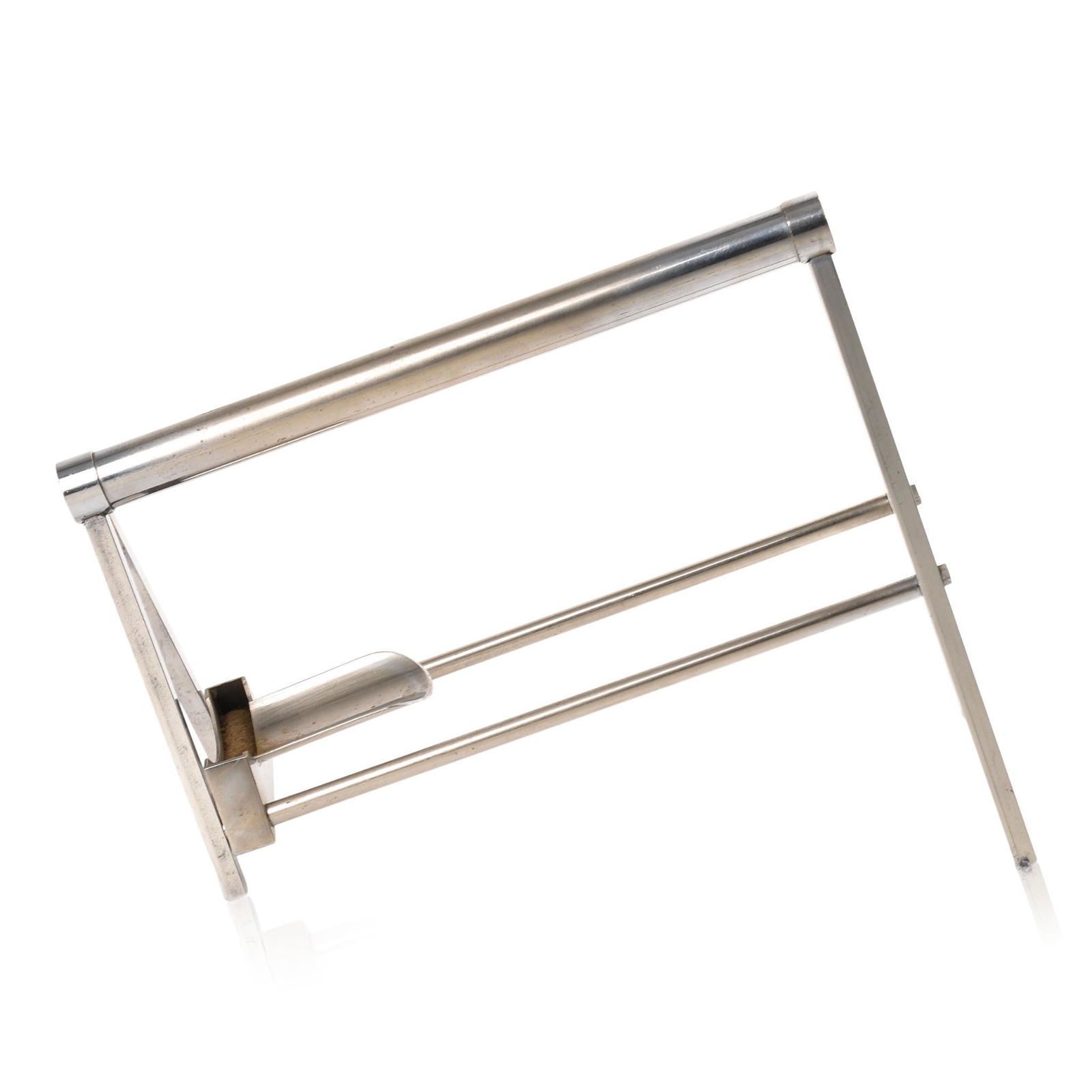 Art Deco Wine Bottle Holder: Attributed to Jacques Adnet, France, c. 1930's, unsigned, length 11 inches, height 9 inches.