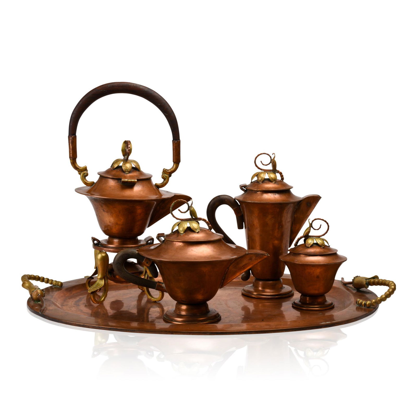 Arts & Crafts Copper and Brass Tea Service. (1 of 7)