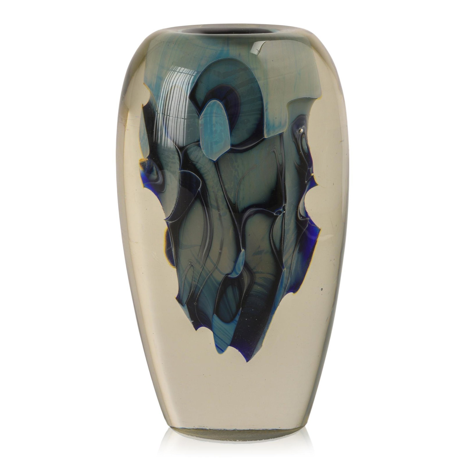 Chris Heilman Abstract Studio Glass Vase: 1984, signed and dated at base, height 7.5 inches.