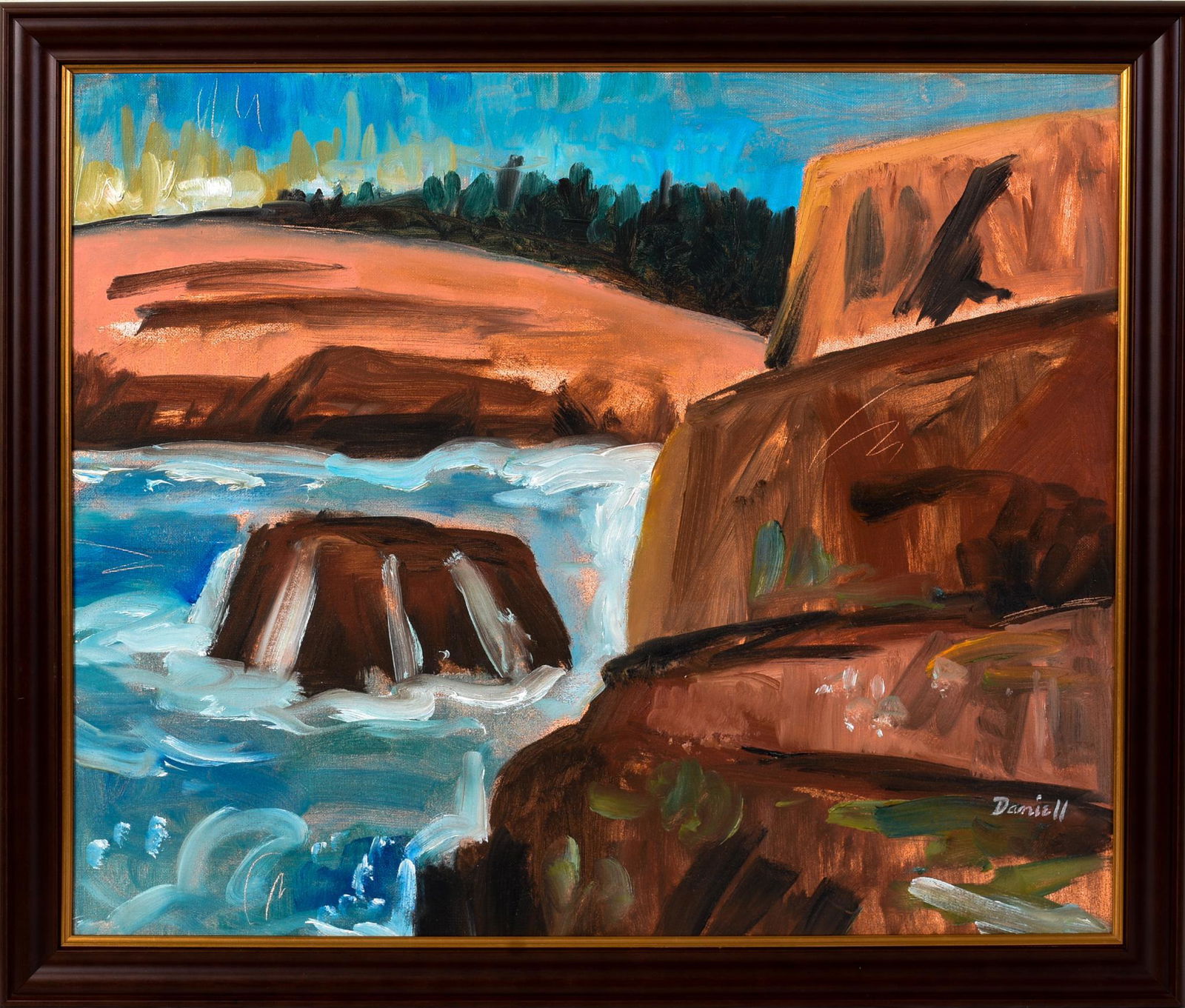 George Daniell (1911-2002). Rocks at Cape Split.: Oil on canvasboard, 20 x 24 inches, signed lower right, titled on verso under dust cover.