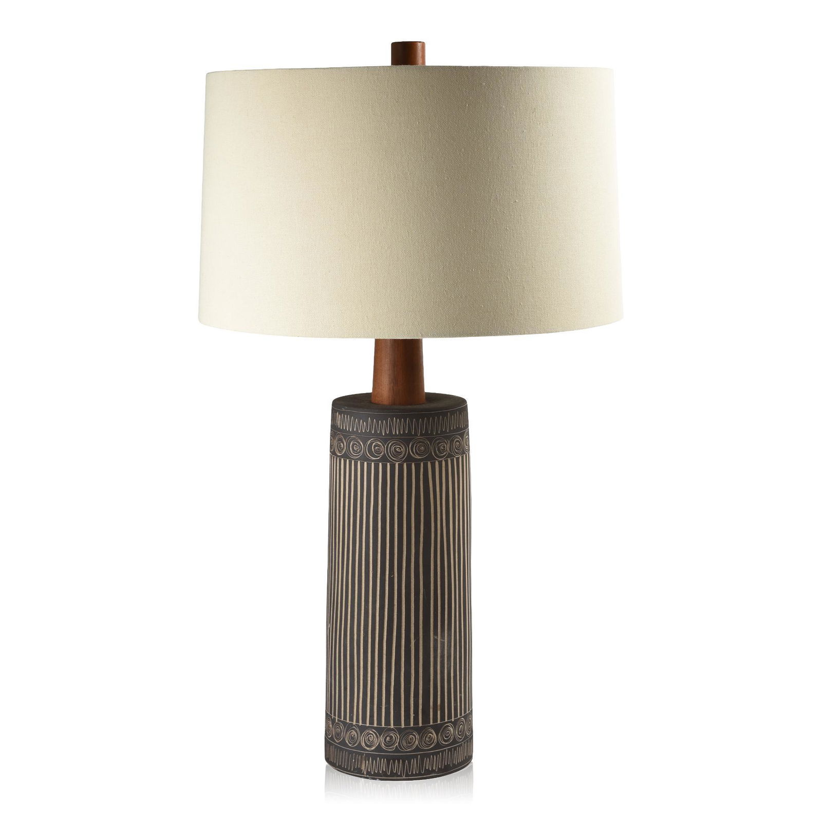 Large Martz Pottery Table Lamp with Incised Decoration (1 of 6)