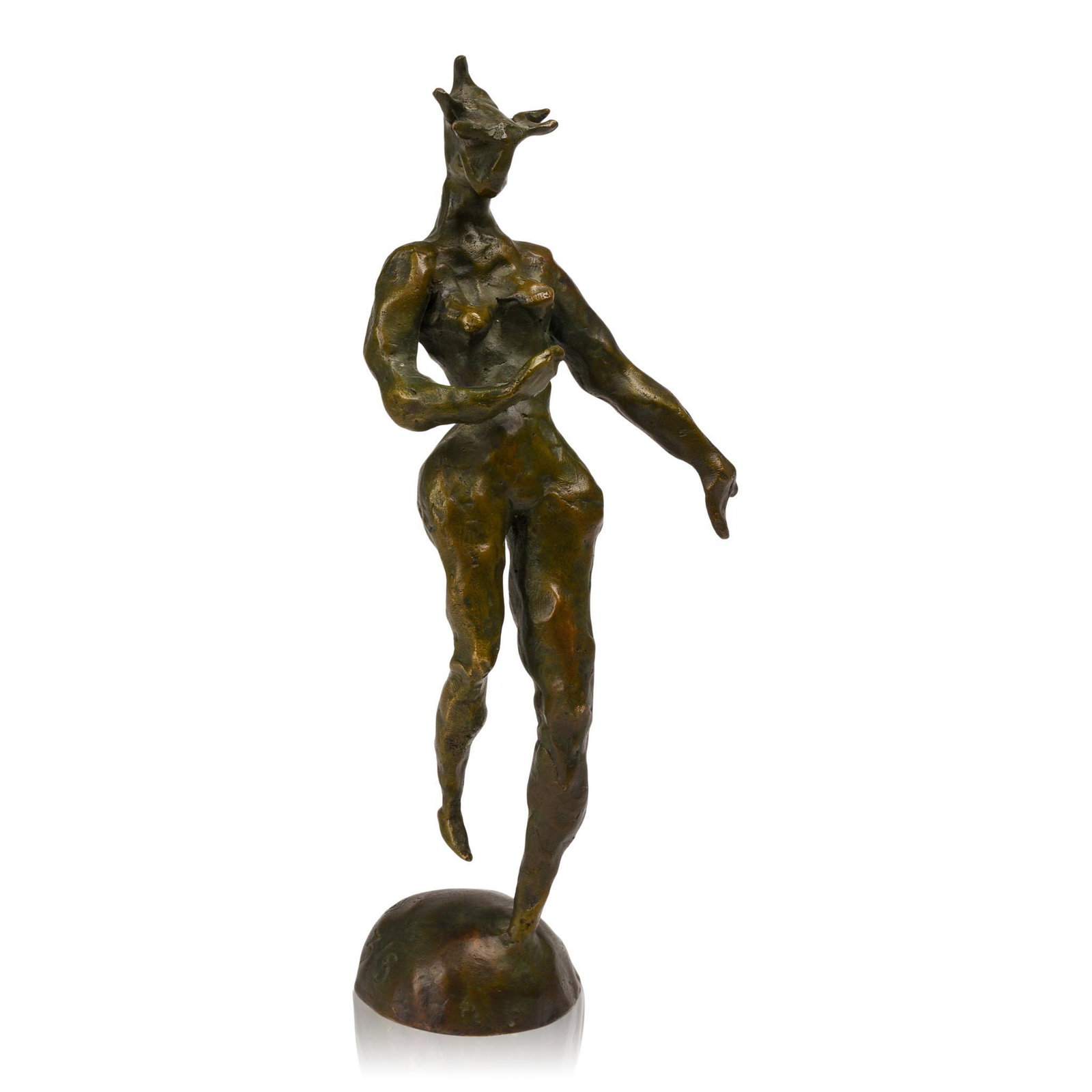 French Bronze Sculpture a Female Nude: Mark of the Landowski Foundry and artist's mark (looks like Fafdavin), numbered 3 in an edition of 8, height 9.25 inches.