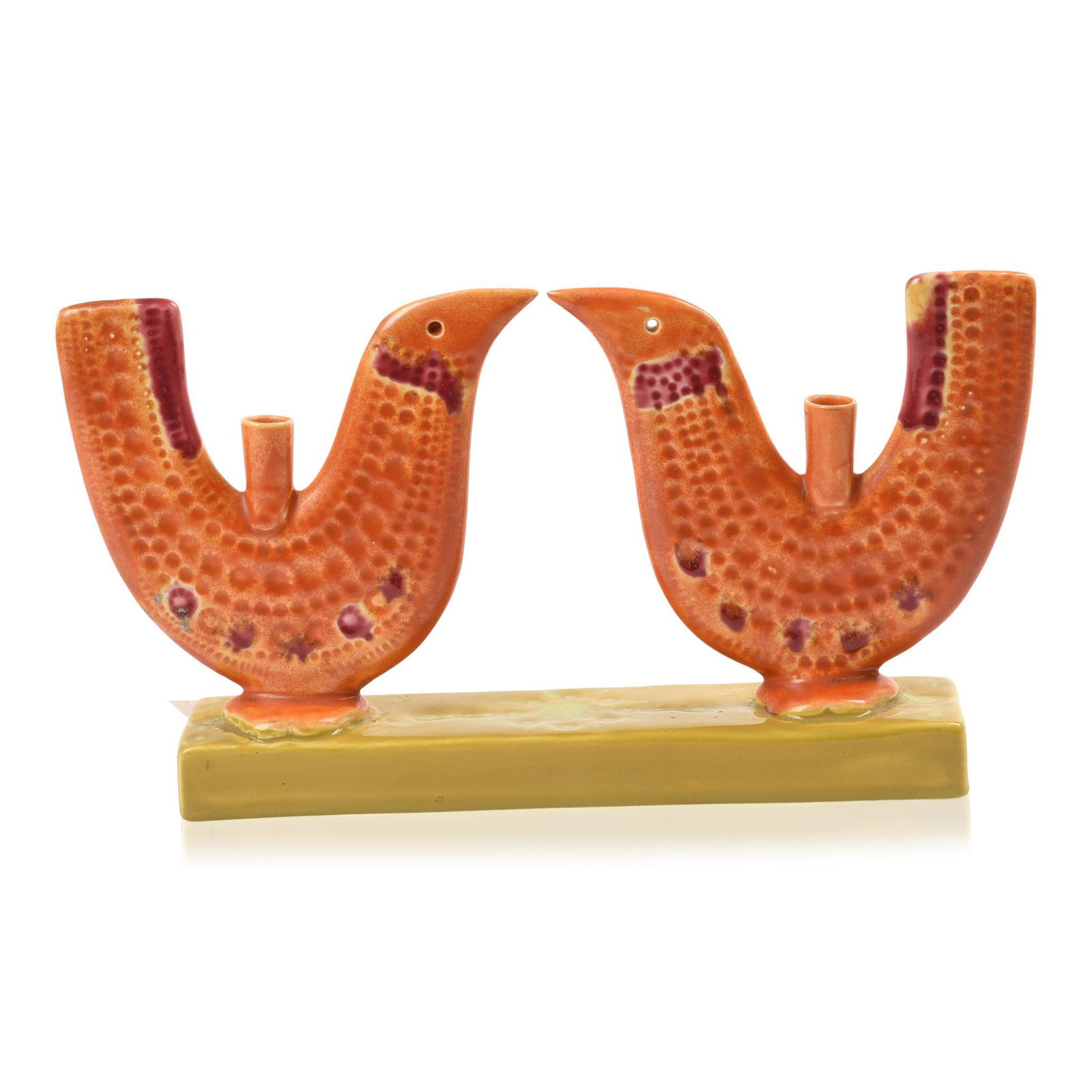 Arklow Pottery Bird Candleholder: Designed by John Ffrench, Ireland, c. 1970, signed on bottom, height 5.5 inches, length 9.75 inches.