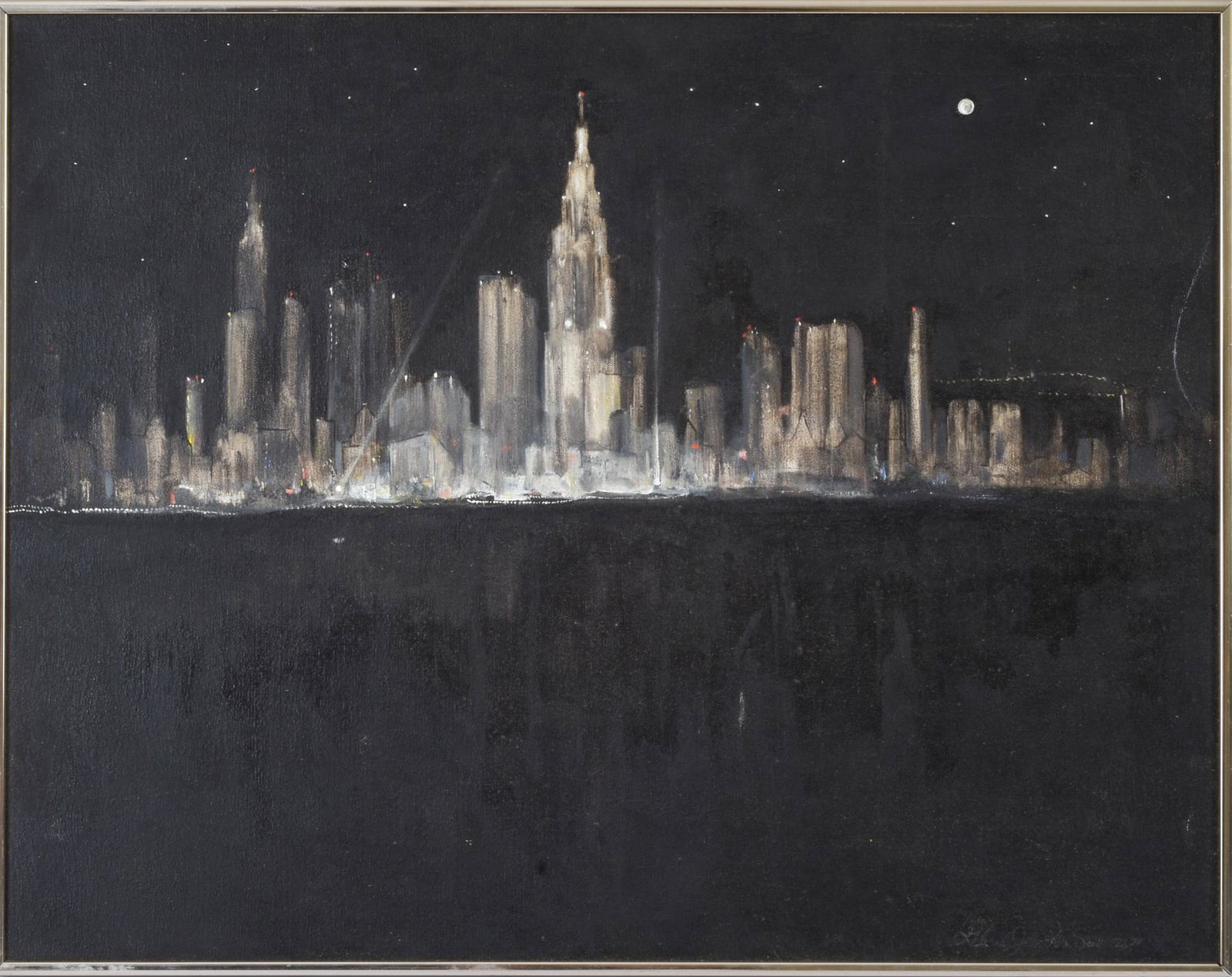 Painting of the New York Skyline at Night (1 of 3)
