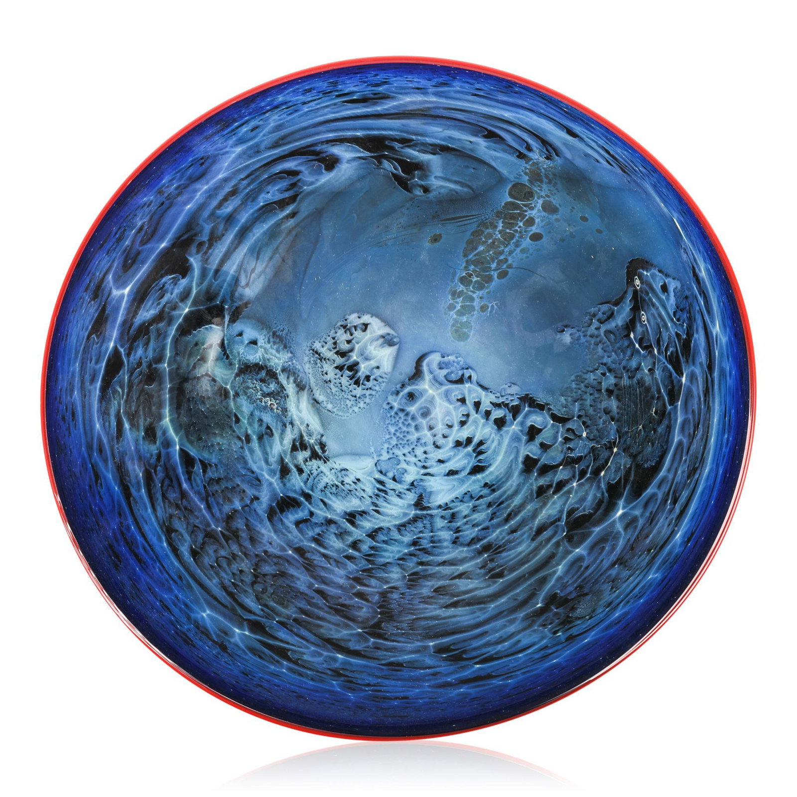 Signed Art Glass Platter.: Diameter 12.25 inches.