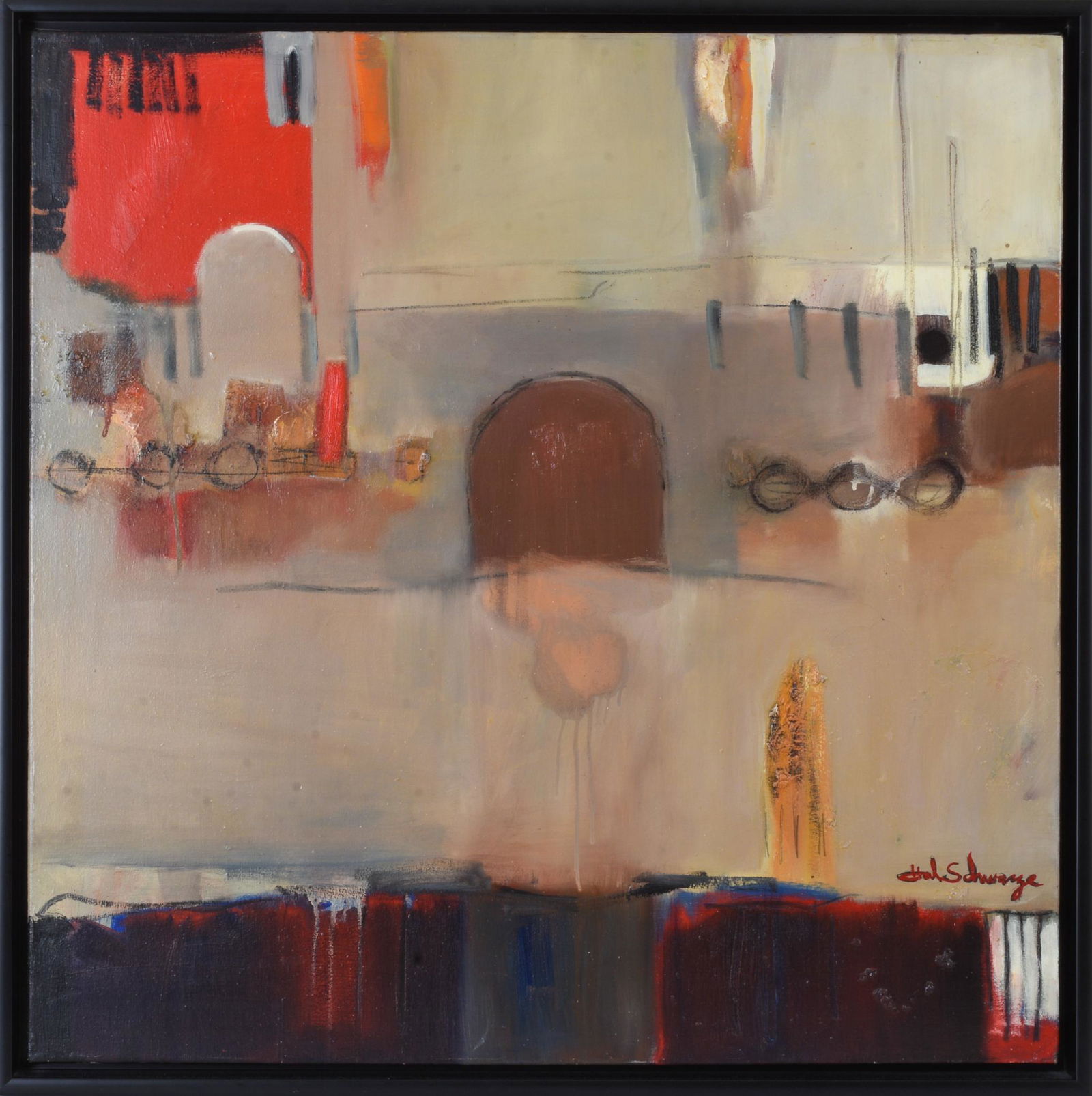 Hal Schwarze Abstract Oil on Canvas. (1 of 2)