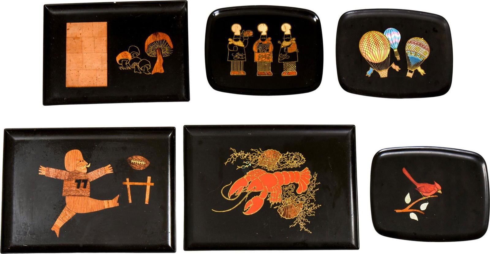 Six Vintage Couroc Trays. (1 of 7)