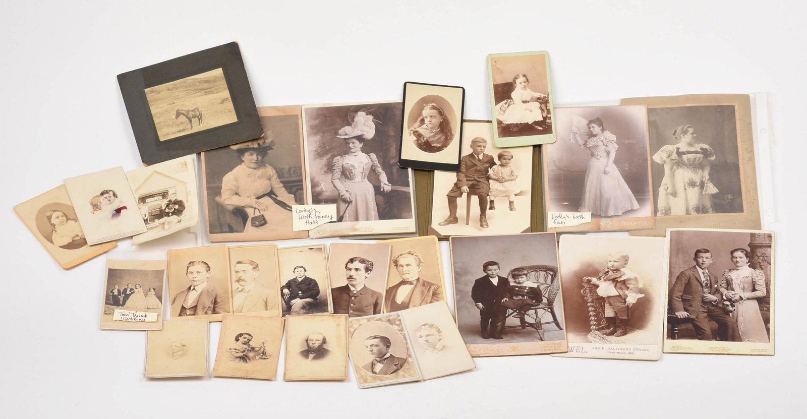 Large Collection of Early Photographs.: Various studios, from Glasgow, Aberdeen, Baltimore, Providence and more. 25 pieces.