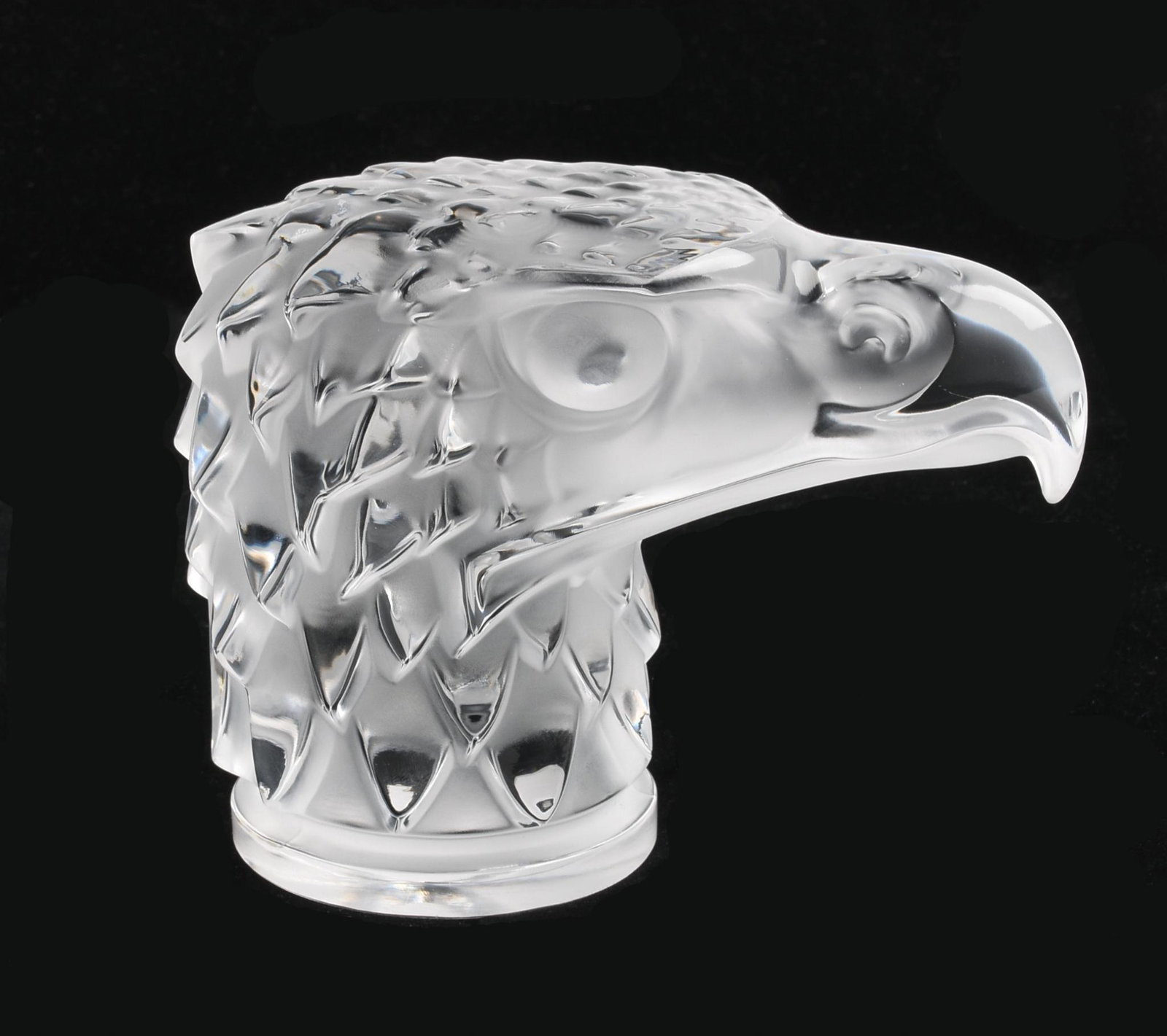 Lalique et Cie 'Tete d'Aigle' Glass Car Mascot/: Lalique et Cie 'Tete d'Aigle' Molded Colorless and Frosted Glass Car Mascot/ Paperweight, Second Half Twentieth Century, originally designed by RenÃ© Lalique in 1928, Marcilhac number 1138, unsigned