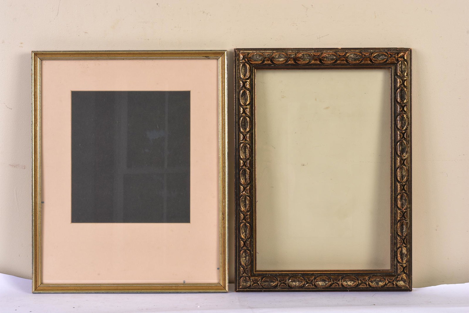 Four Frames.: Large giltwood, bevel 20 x 16.25 inches. Three smaller frames, bevels 18 x 12 inches, 20 x 16 inches, and 15 x 12 inches