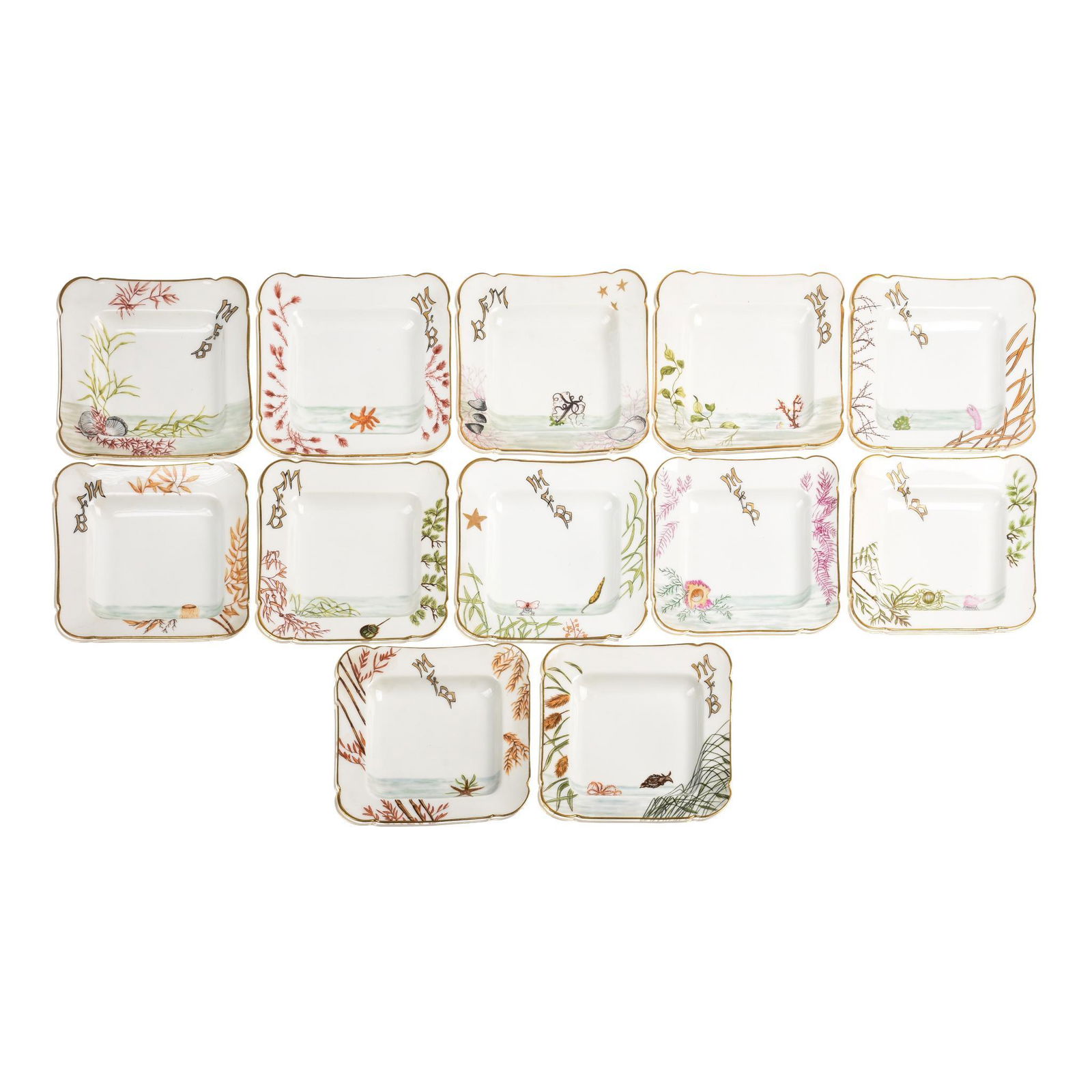 Twelve French Limoge Square Plates. (1 of 8)
