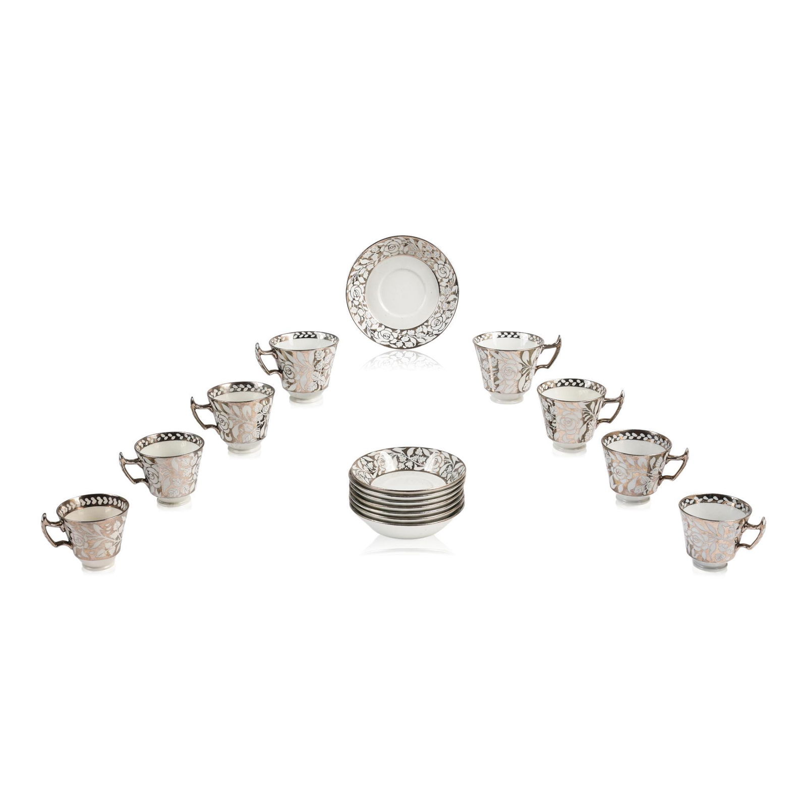 Set of Eight Wedgwood Etruria Silver Lustre 'Roses' (1 of 4)