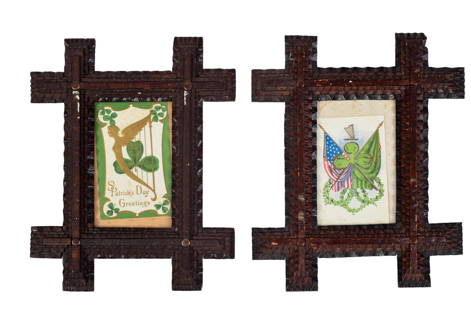 Pair of Small Tramp Art Frames. (1 of 2)