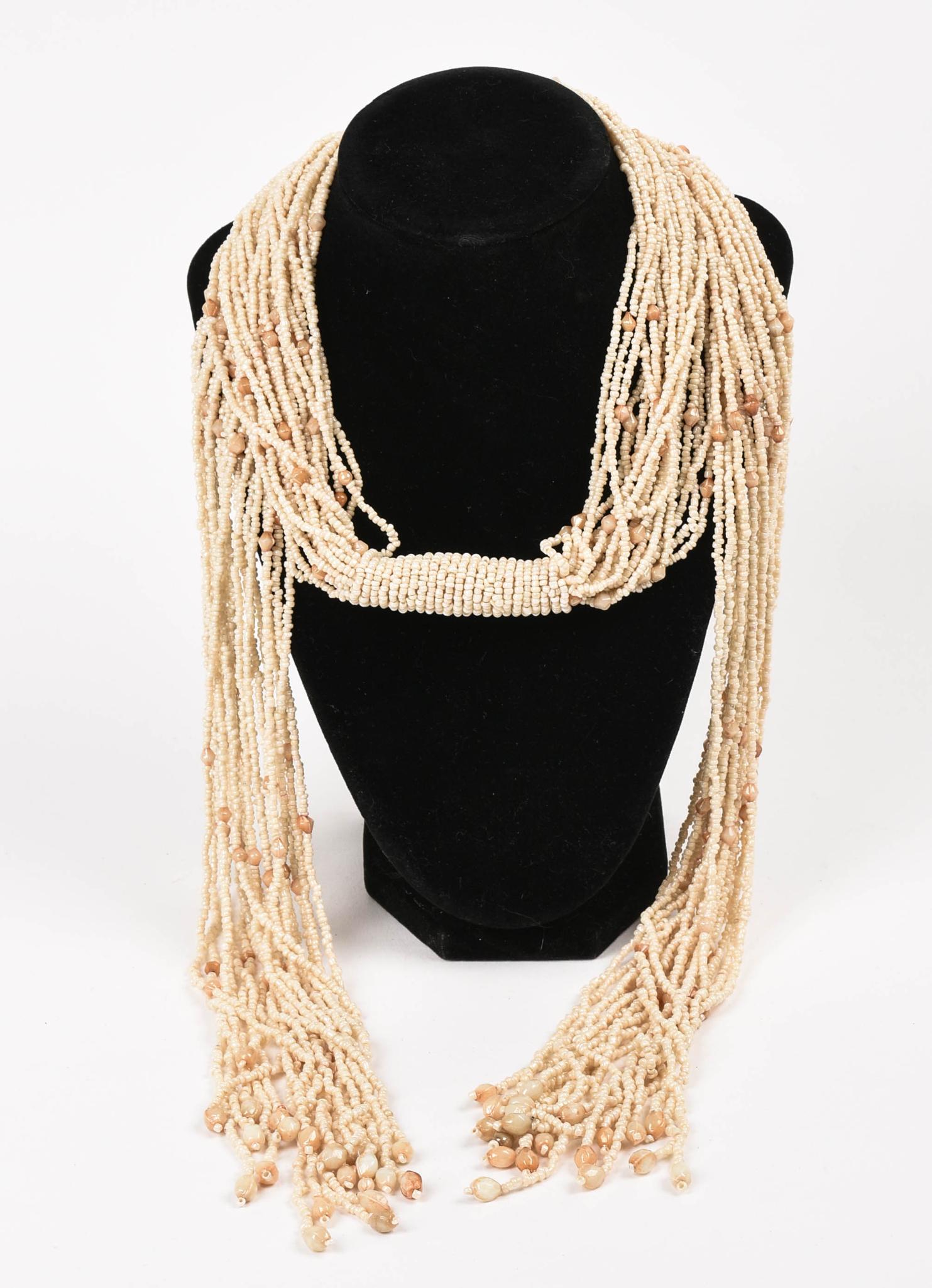 Freshwater Pearl Long Beaded Necklace.: Length 50 inches.