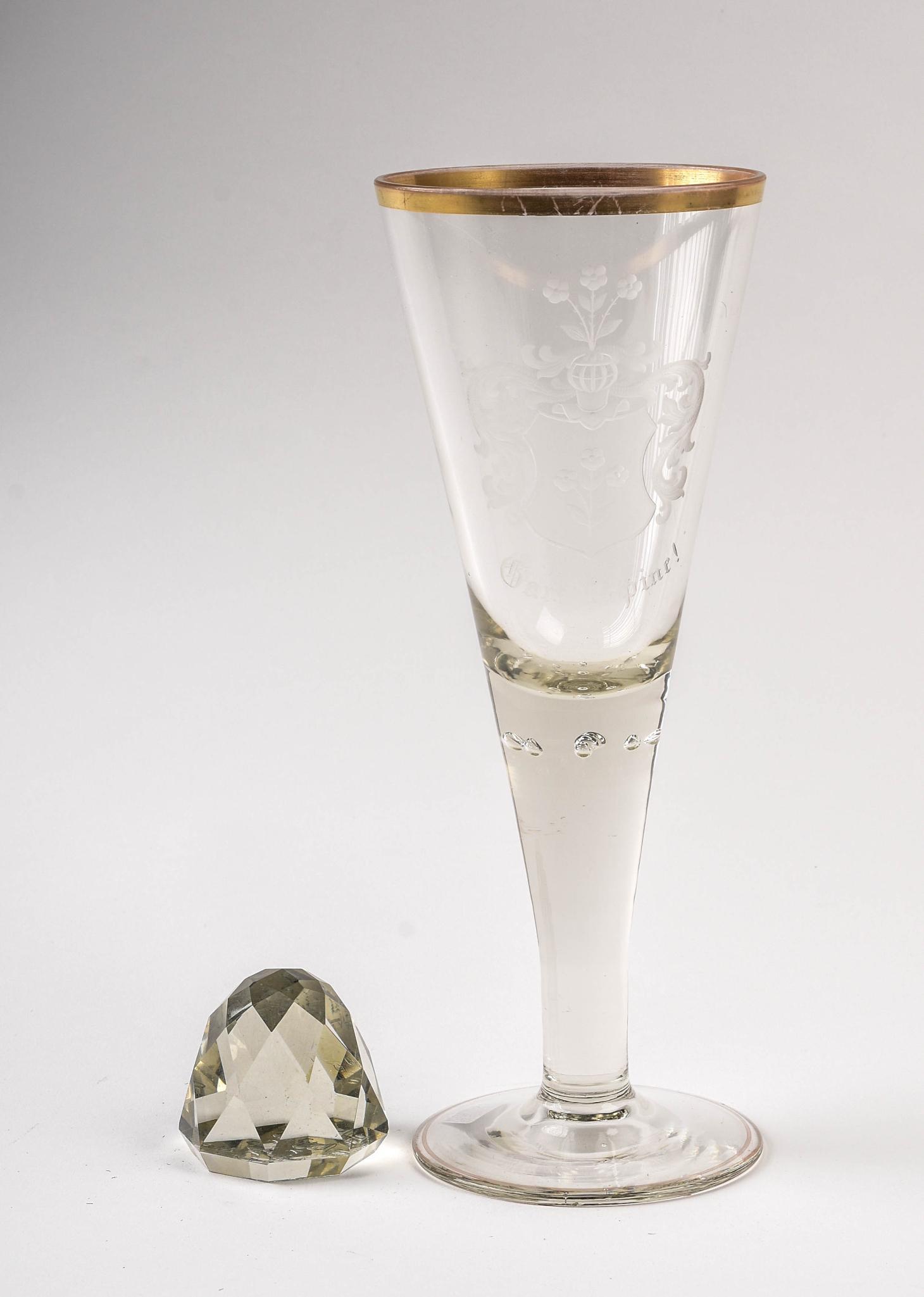 Large Etched Crystal Chalice. (1 of 4)