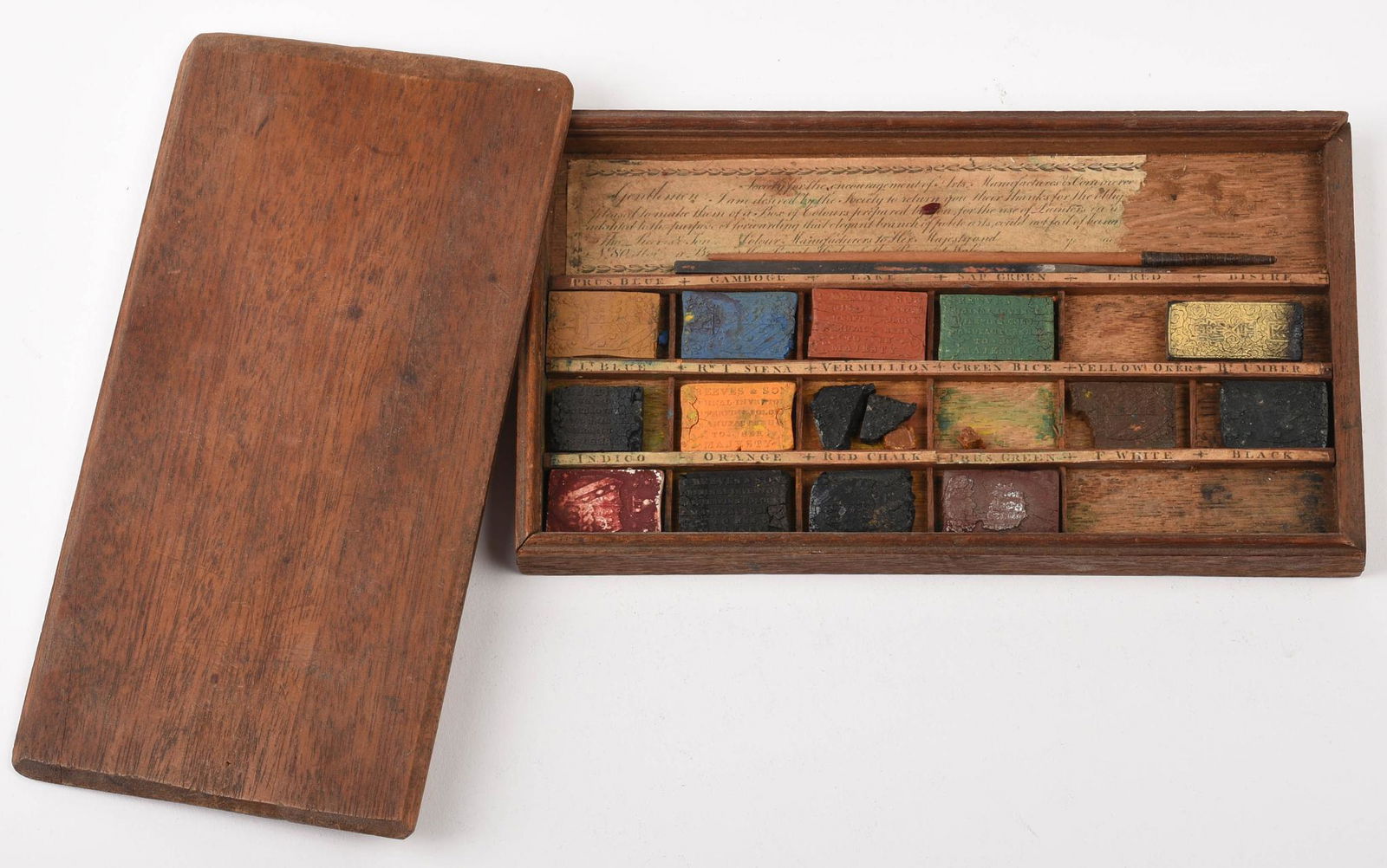 18th Century Watercolor Painting Kit in Box. (1 of 2)