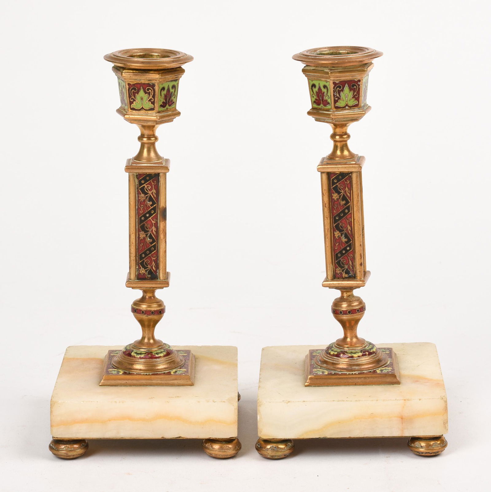 Pair of Marble and Brass Candlesticks. (1 of 10)