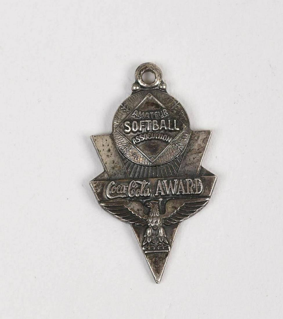 Coca-Cola Sterling Softball Award.: 1.125 x .625 inches.