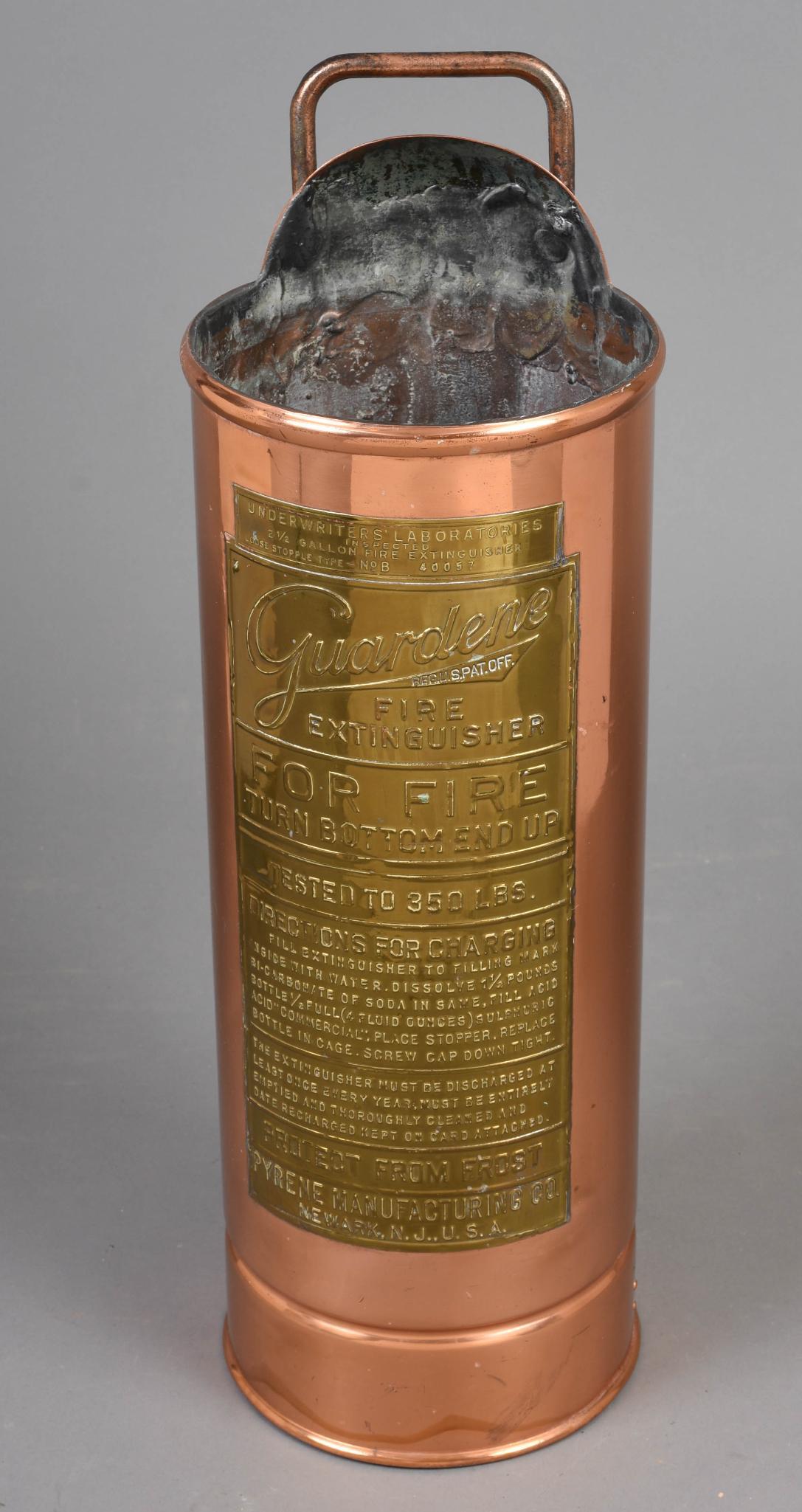 American "Guardene" Brass and Copper Fire Extinguisher. (1 of 2)
