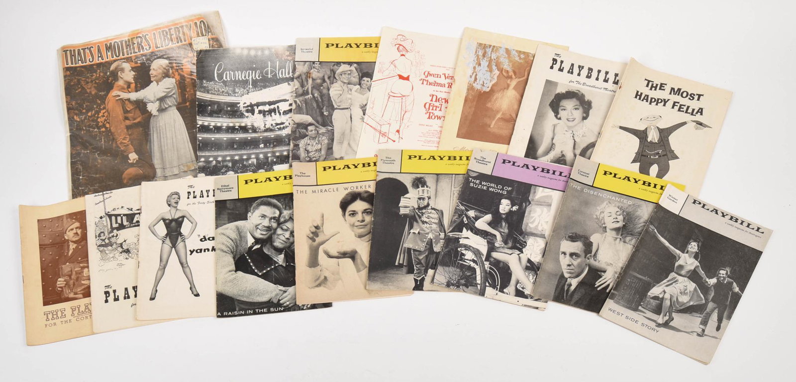Large Collection of 1950's Playbills.: Li'l Abner for the St. James Theatre, Damn Yankees for the Forty-Sixth Street Theatre, Auntie Mame for the Broadhurst Theatre, and many others. Also includes numerous Playbill Magazines and severa