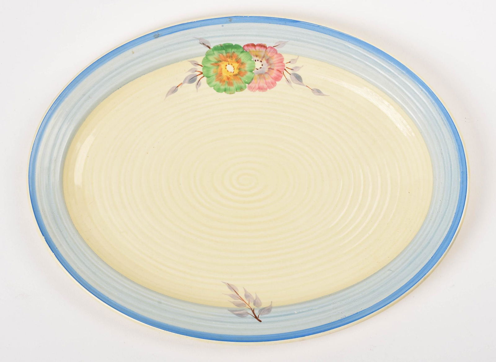 Clarice Cliff Flower Decorated Platter.: 10.75 x 14 inches.