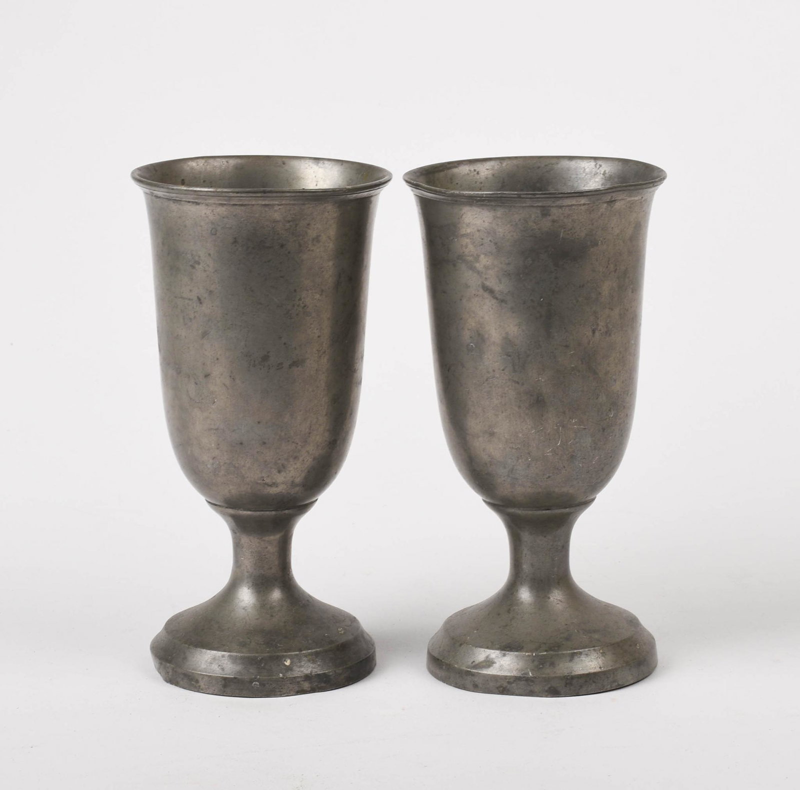Pair of 18th Century Pewter Chalices.: Height 7 inches.