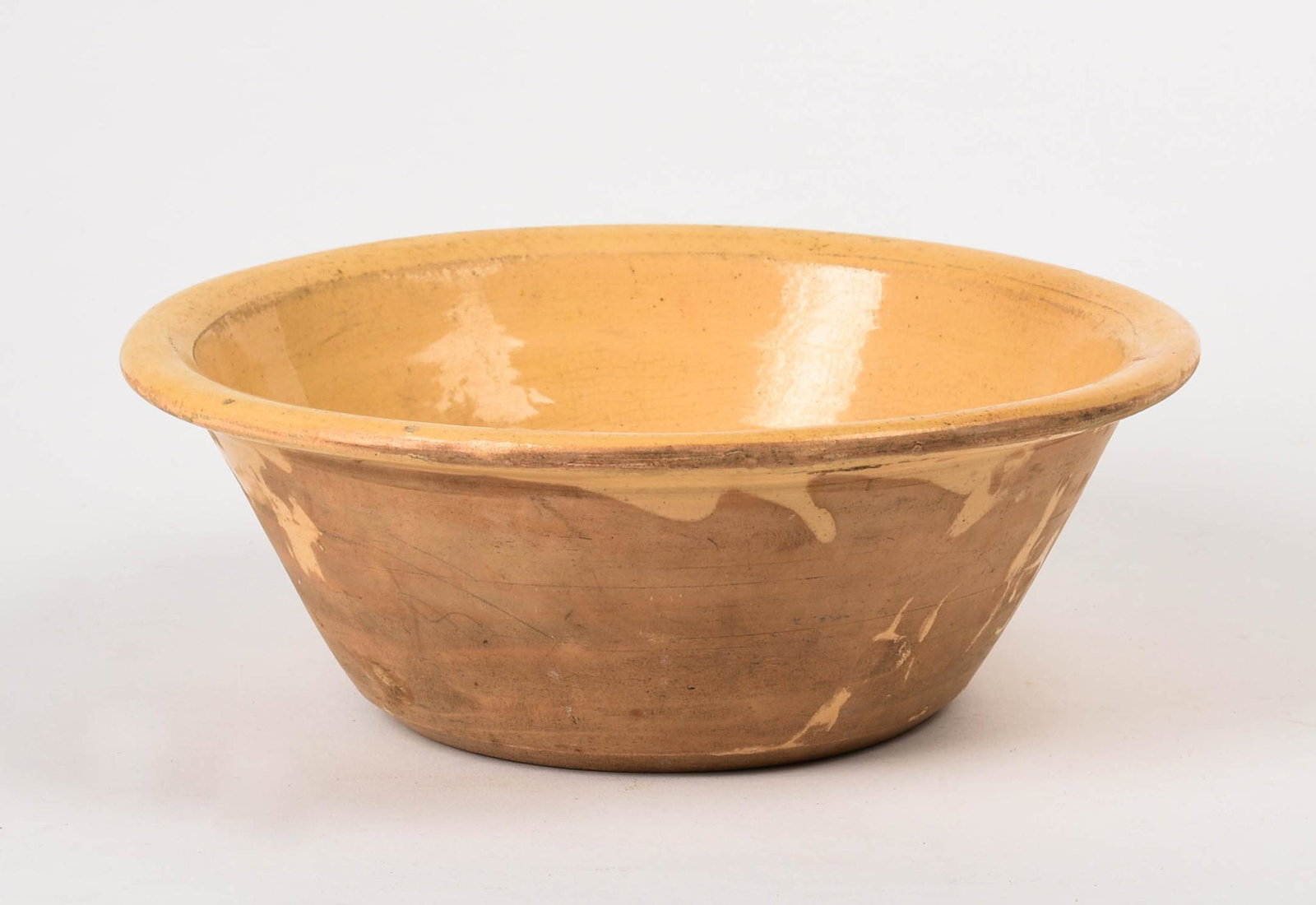 Early Yellow Ware Bowl.: Diameter 10.75 inches, height 4.5 inches. Excellent condition.