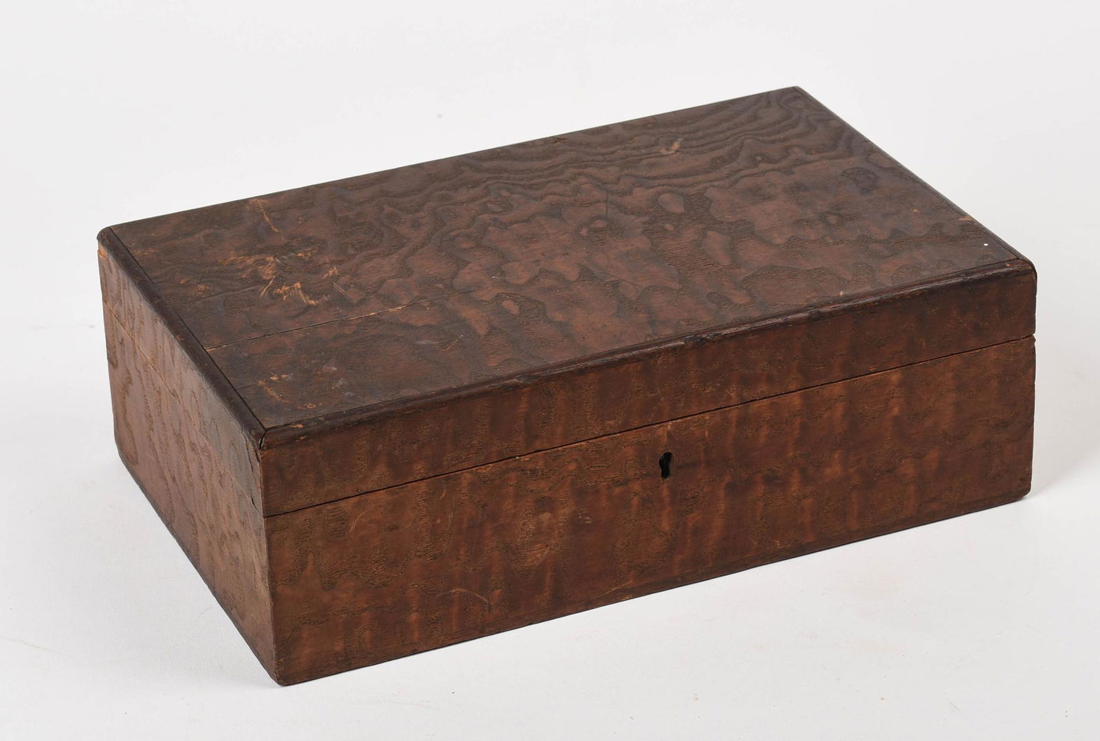 Hawaiian Koa Wood Box.: Hinged top, with lock, 11 x 7 x 3.625 inches.