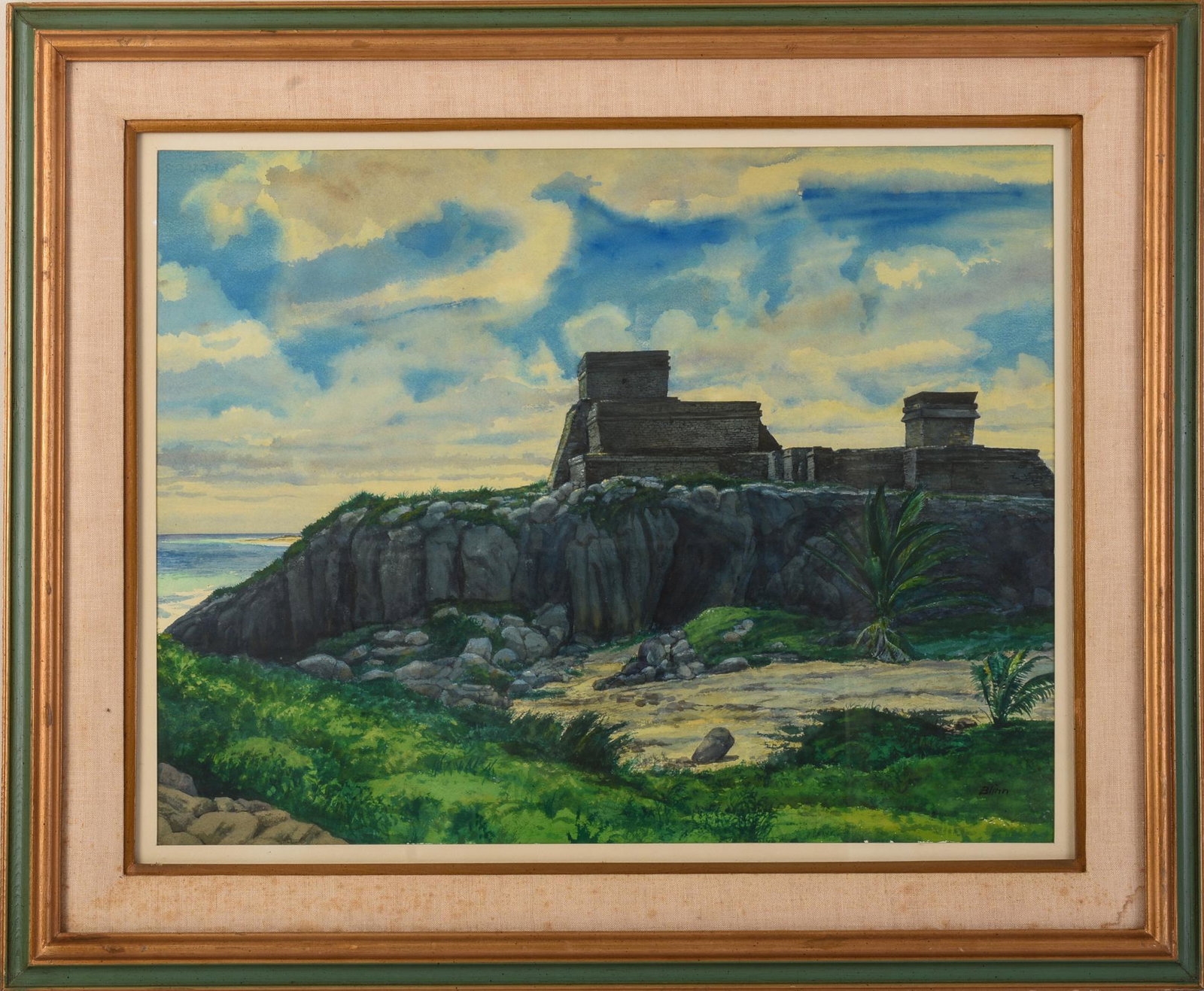 Robert W. Blinn (1909 - 2001). Walls of Tulum.: Watercolor on paper, 20 x 26 inches, sight. Signed lower right, titled on verso.