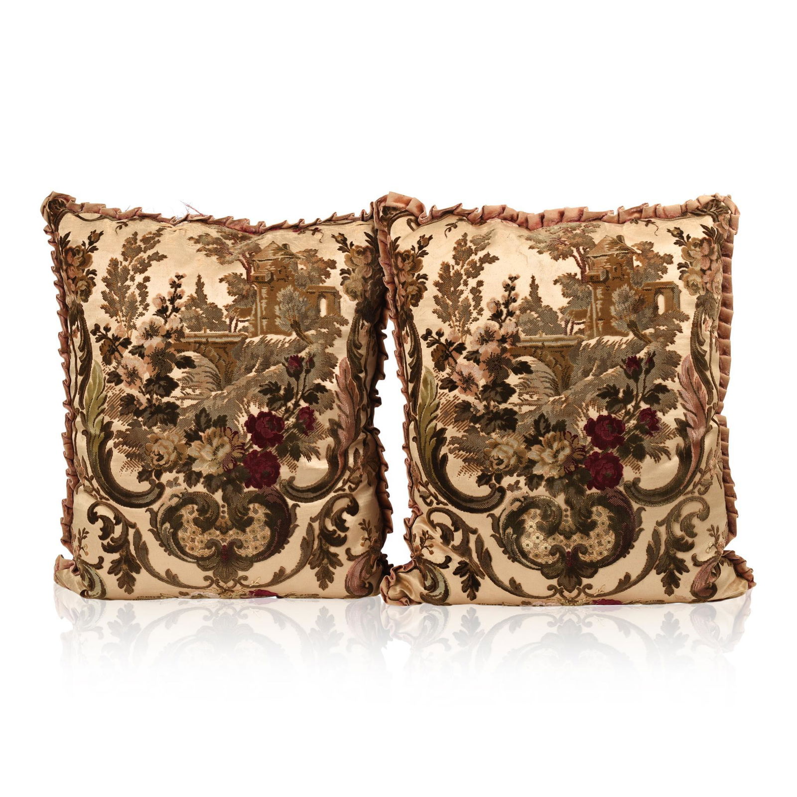 Two Pillows With 19th Century Needlework. (1 of 2)
