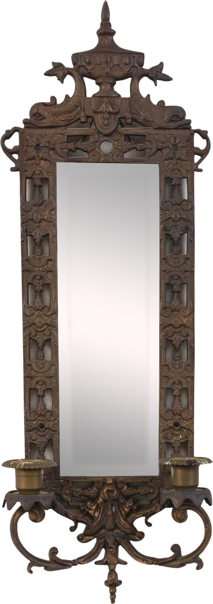 Cast Iron Wall Sconce With Dolphins. (1 of 3)