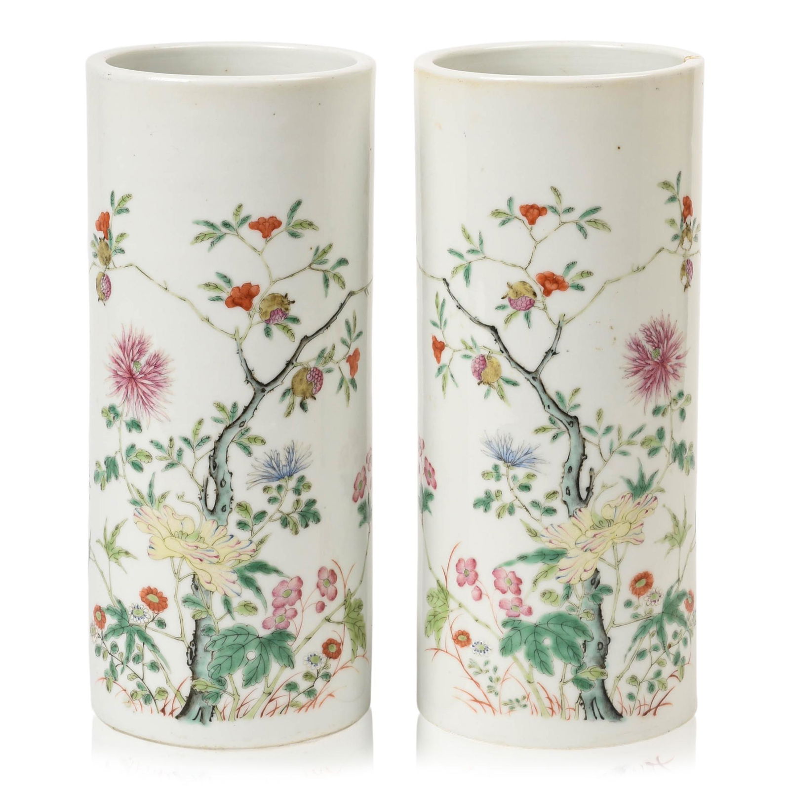 Pair of Chinese Famille Rose Hat Stands (1 of 4)